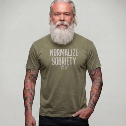Sober T Shirt | Men's Washed Normalize Sobriety Garment-Dyed