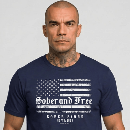 Sober and Free Sober T Shirt back view (view 7)