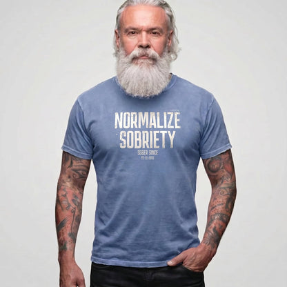 Sober T Shirt | Men's Washed Normalize Sobriety Garment-Dyed
