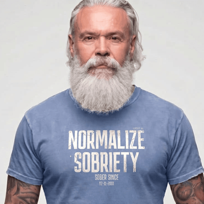 Sober T Shirt | Men's Washed Normalize Sobriety Garment-Dyed