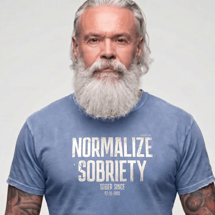 Sober T Shirt | Men's Washed Normalize Sobriety Garment-Dyed