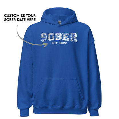 Sober Est. Hoodie w Personalized Sobriety Year Recovery Hoodie packaging detail (view 8)
