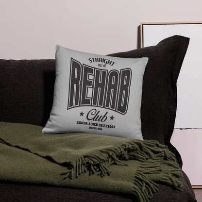 Rehab Sober Pillow flat lay styled image (view 3)