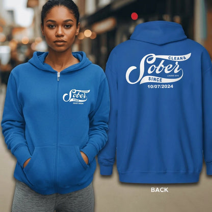 Sober Since Recovery Hoodie close-up view (view 2)