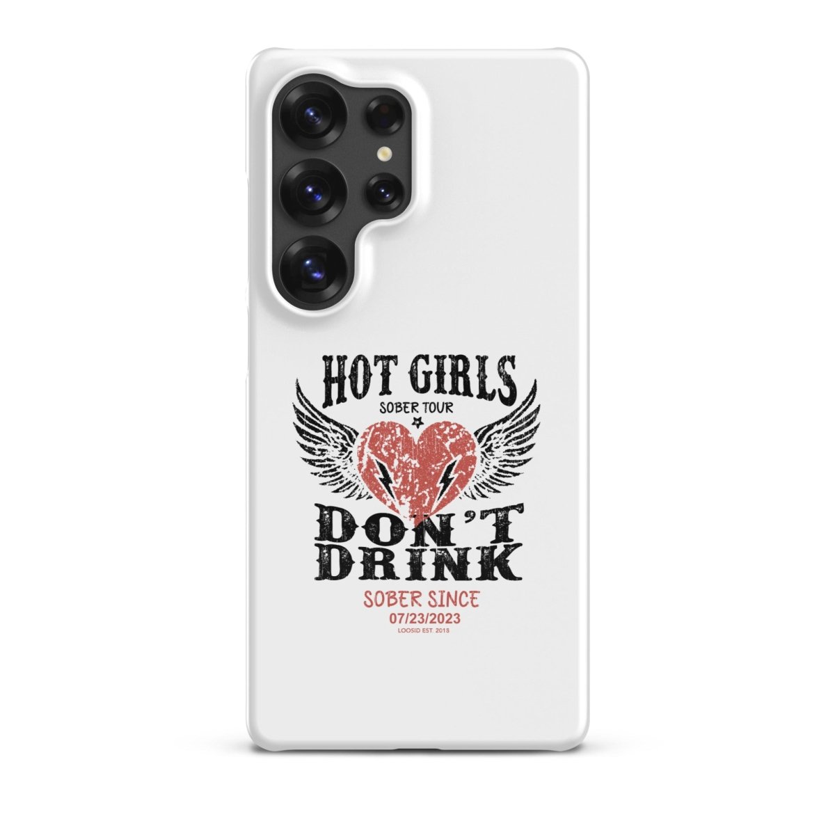 Hot Girls Don't Drink Snap Recovery Phone Case flat lay styled image (view 23)