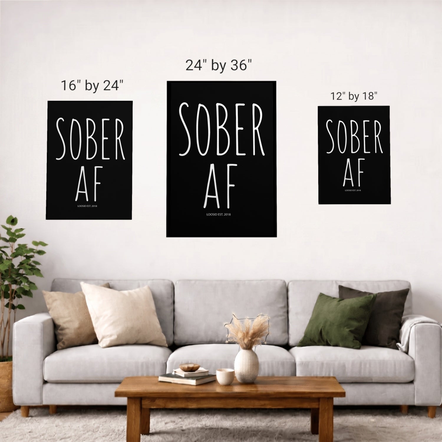 Sobriety Art | Sober AF canvas Wall Art