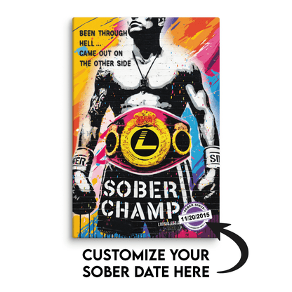 Sober Champ Man Sobriety Art graphic detail (view 4)