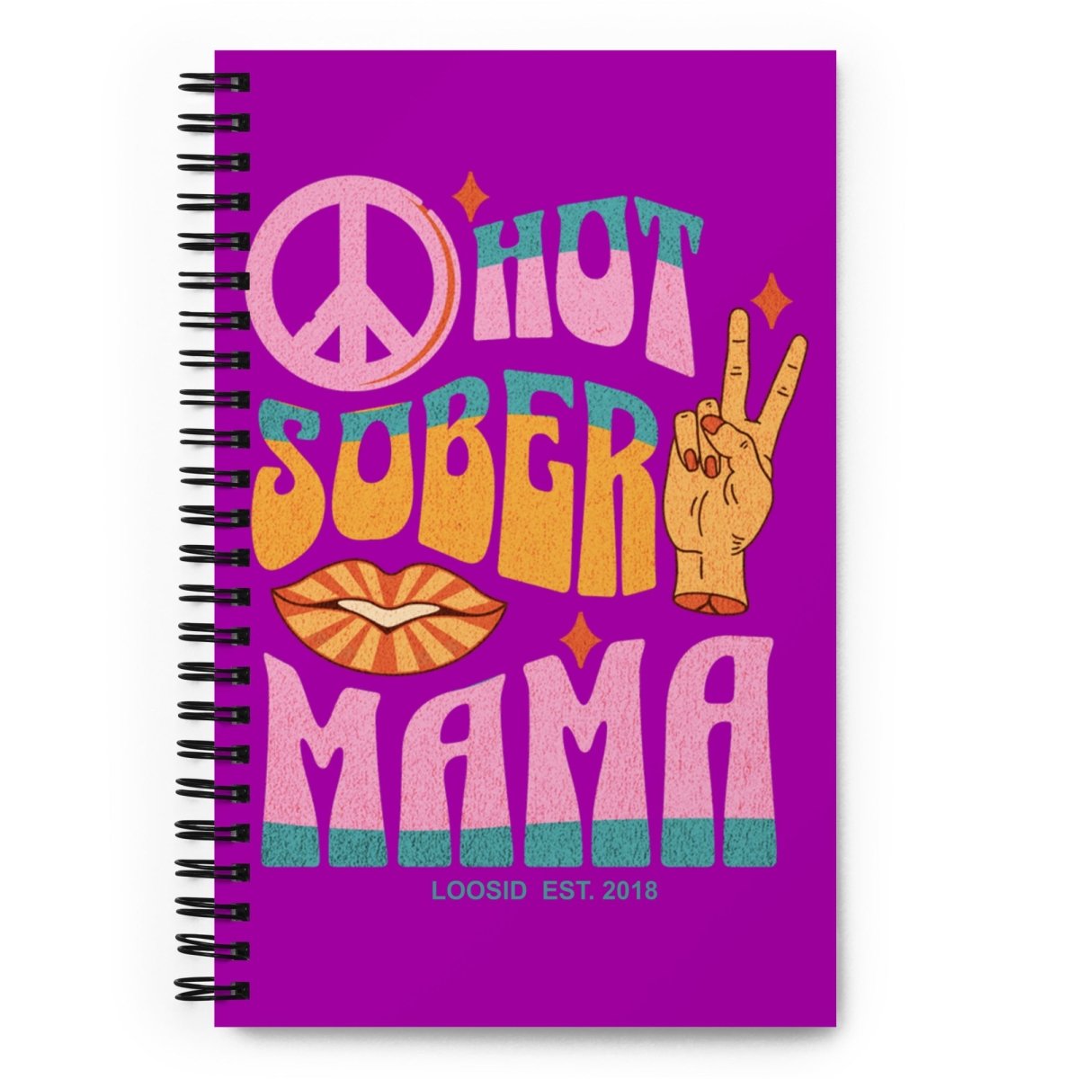 Loosid Hot Sober Mama Spiral Sober Journal featuring the design