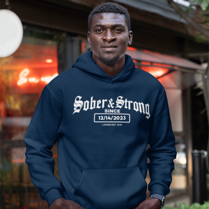 Recovery hoodie with personalized sobriety date design