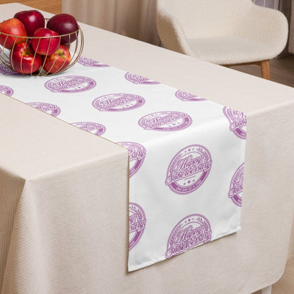 Loosid Pink Happy Soberversary Table Runner Sobriety Gift featuring the design