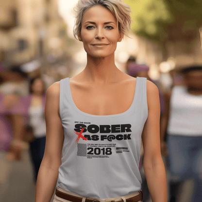 Sober As F*ck Womens Muscle Sober Tank Top close-up view (view 2)
