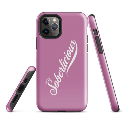 Soberlicious Recovery Phone Case flat lay styled image (view 3)