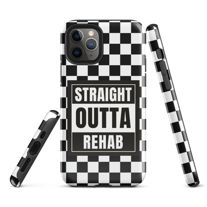 Straight outta of Rehab Recovery Phone Case flat lay styled image (view 3)
