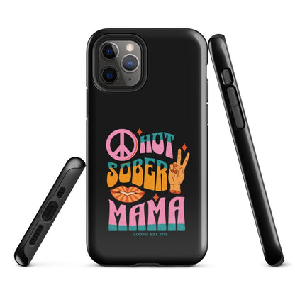 Hot Sober Mama Recovery Phone Case flat lay styled image (view 3)