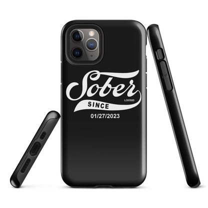 Sober Since Recovery Phone Case flat lay styled image (view 3)