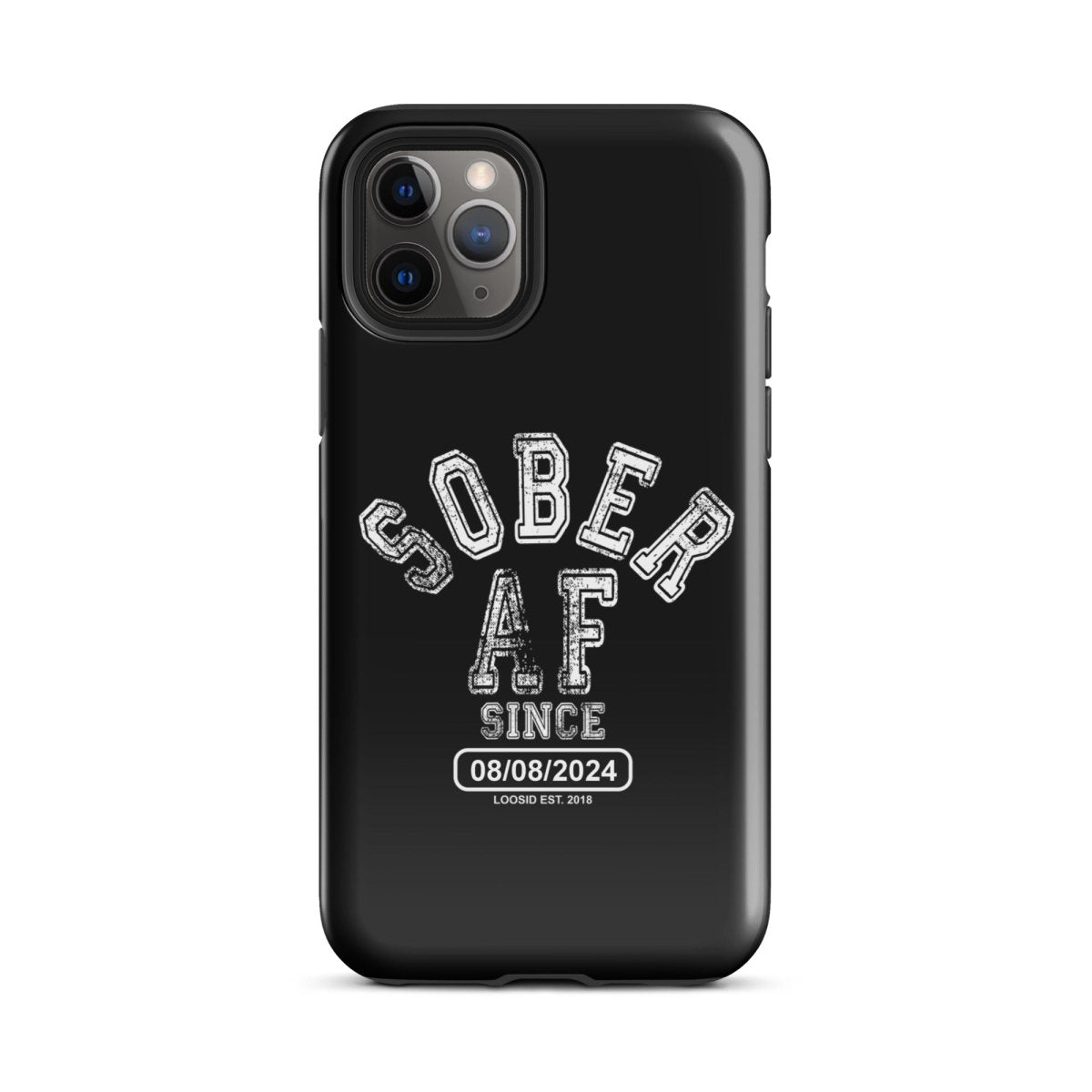 Sober AF Recovery Phone Case flat lay styled image (view 3)