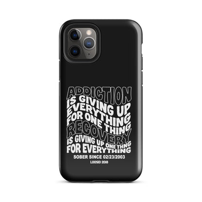 Addiction is Giving Up Recovery Phone Case close-up view (view 2)