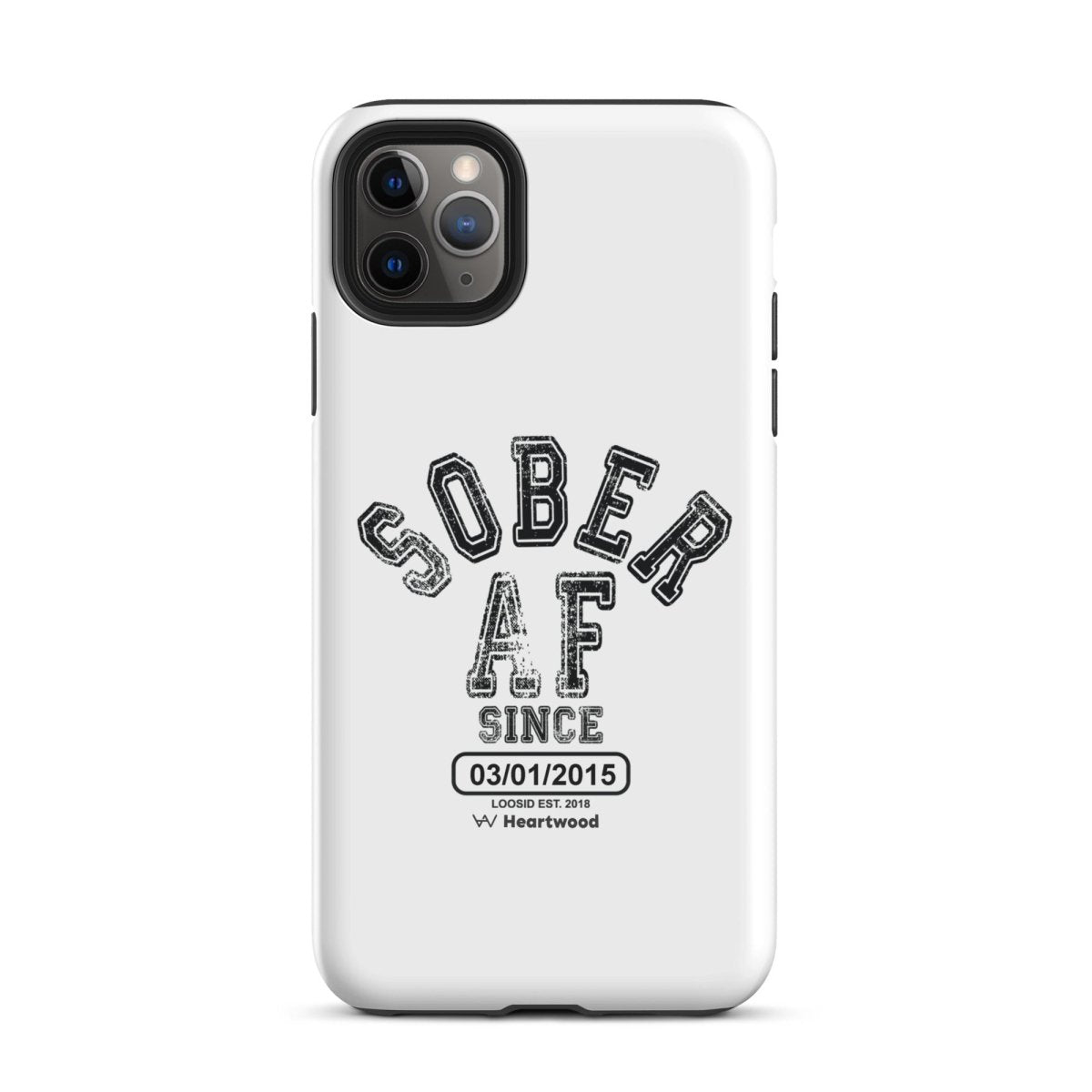 Sober AF Recovery Phone Case flat lay styled image (view 3)