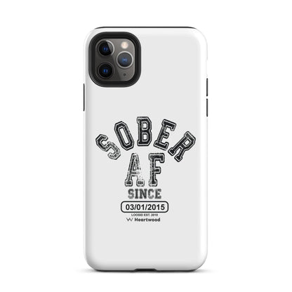 Sober AF Recovery Phone Case flat lay styled image (view 3)