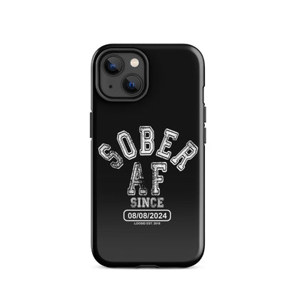 Sober AF Recovery Phone Case flat lay styled image (view 13)