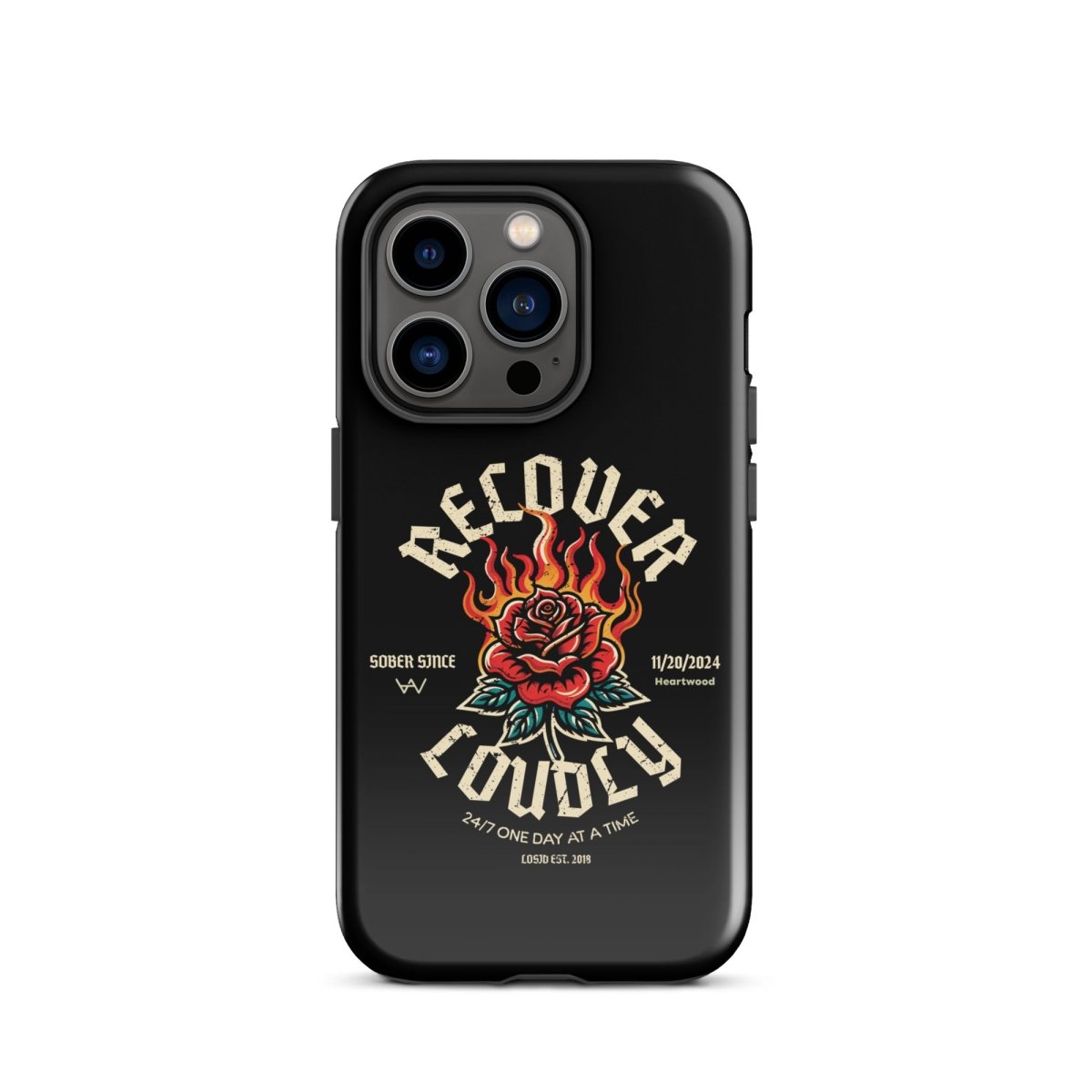 Recover Loudly Recovery Phone Case flat lay styled image (view 13)