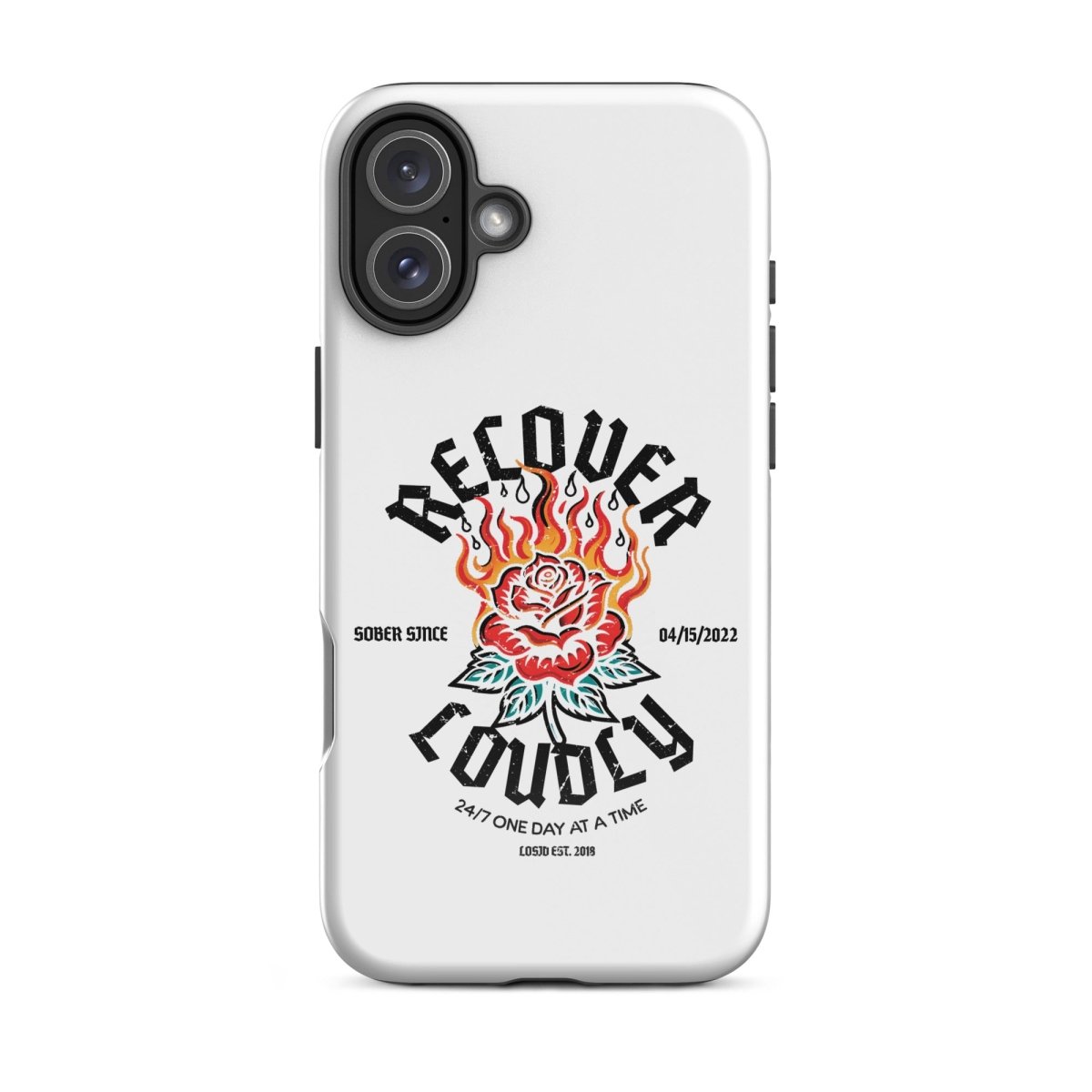 Recover Loudly Recovery Phone Case flat lay styled image (view 23)