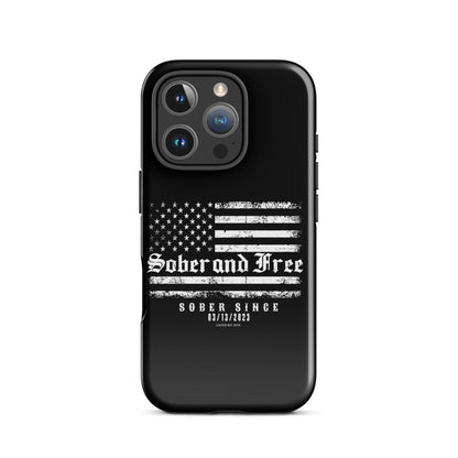 Sober and Free Recovery Phone Case flat lay styled image (view 23)