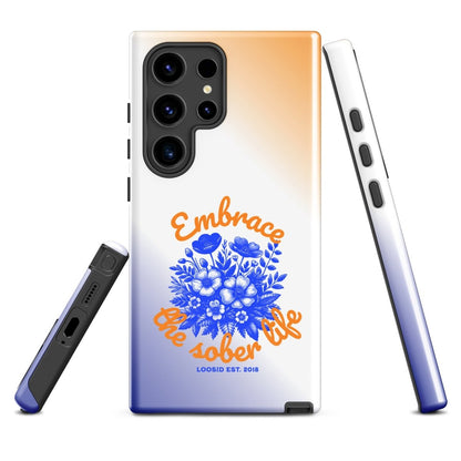 Embrace The Sober Life Recovery Phone Case flat lay styled image (view 3)