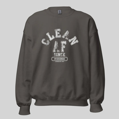 Clean AF Since Sobriety Recovery Hoodie close-up view (view 12)