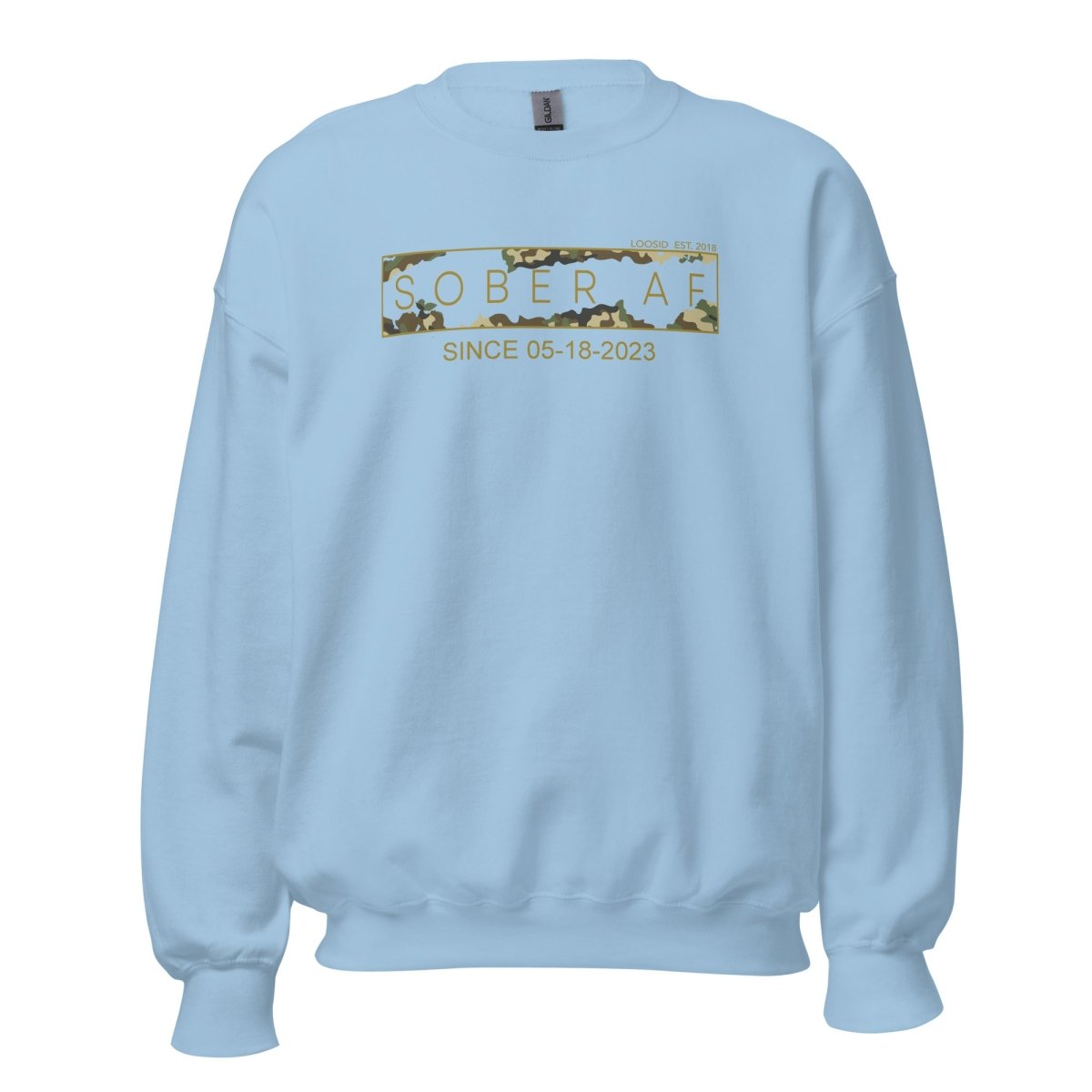 Sober AF Camo Recovery Hoodie lifestyle view (view 5)