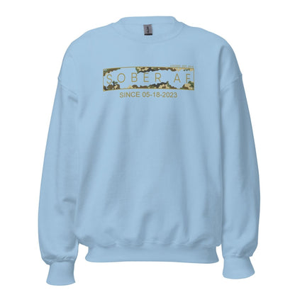 Sober AF Camo Recovery Hoodie lifestyle view (view 5)