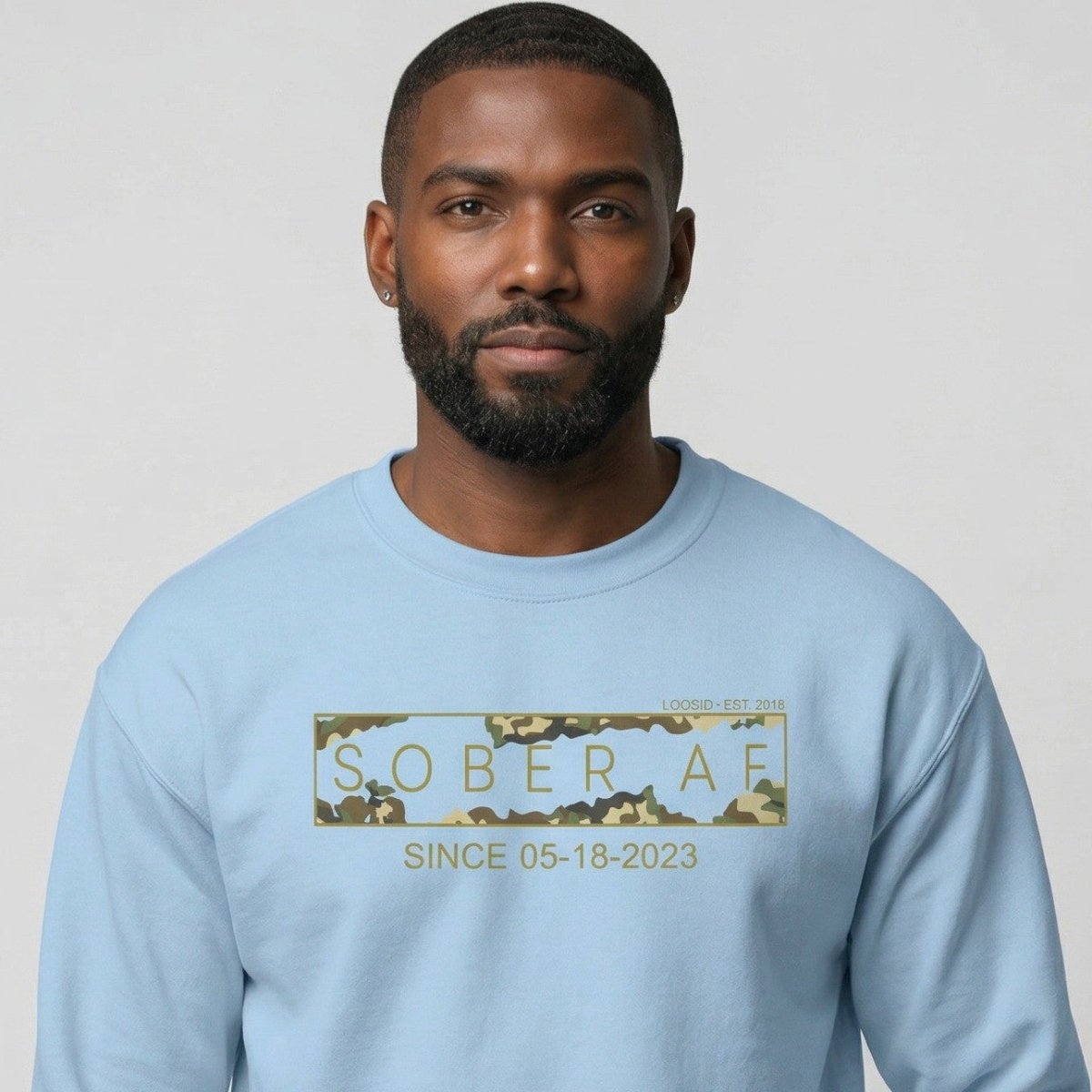 Sober AF Camo Recovery Hoodie side view (view 6)