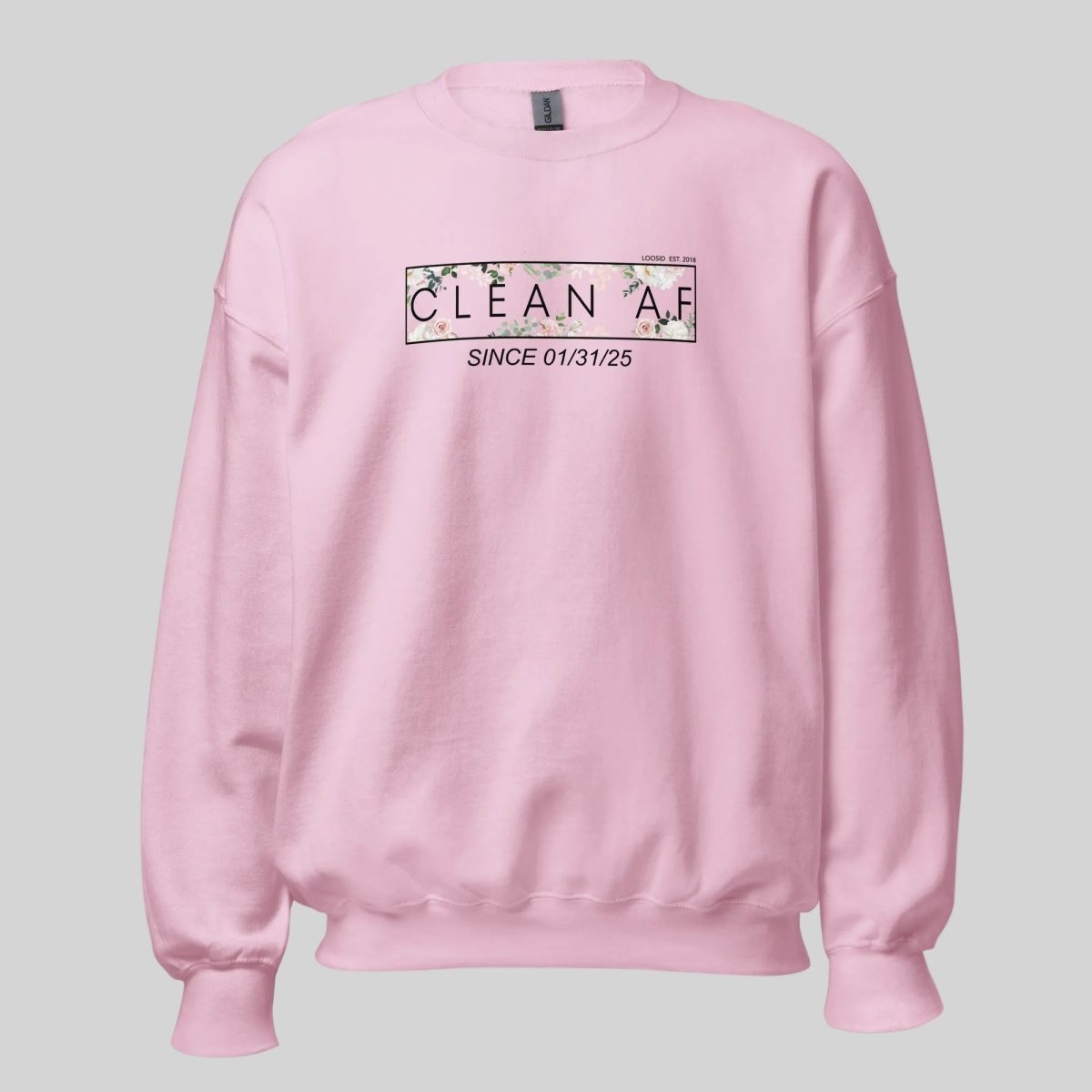 Clean AF Since Date Sobriety Recovery Hoodie back view (view 27)