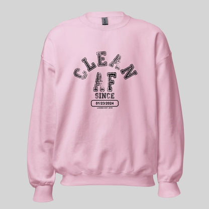 Clean AF Since Sobriety Recovery Hoodie back view (view 27)