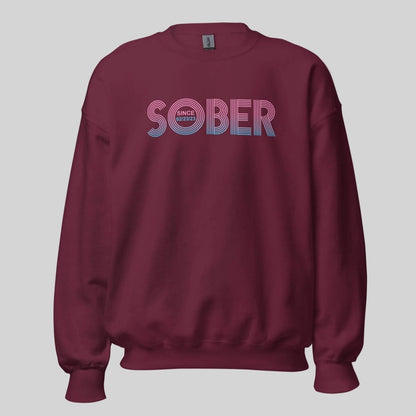 Retro Sobriety Date Sweatshirt Personalized Sober Date Recovery Hoodie back view (view 7)