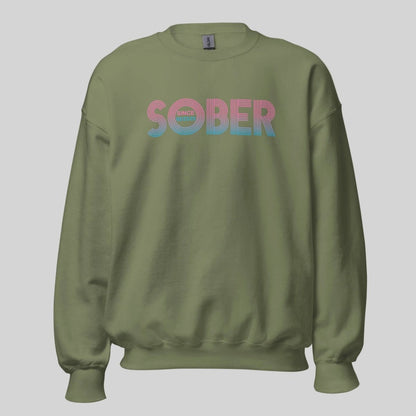 Retro Sobriety Date Sweatshirt Personalized Sober Date Recovery Hoodie flat lay styled image (view 13)