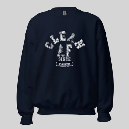 Clean AF Since Sobriety Recovery Hoodie side view (view 6)