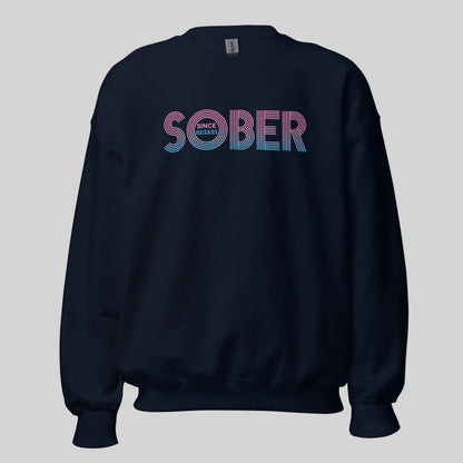 Retro Sobriety Date Sweatshirt Personalized Sober Date Recovery Hoodie product photo (view 10)