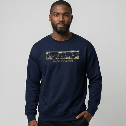Sober AF Camo Recovery Hoodie lifestyle view (view 15)