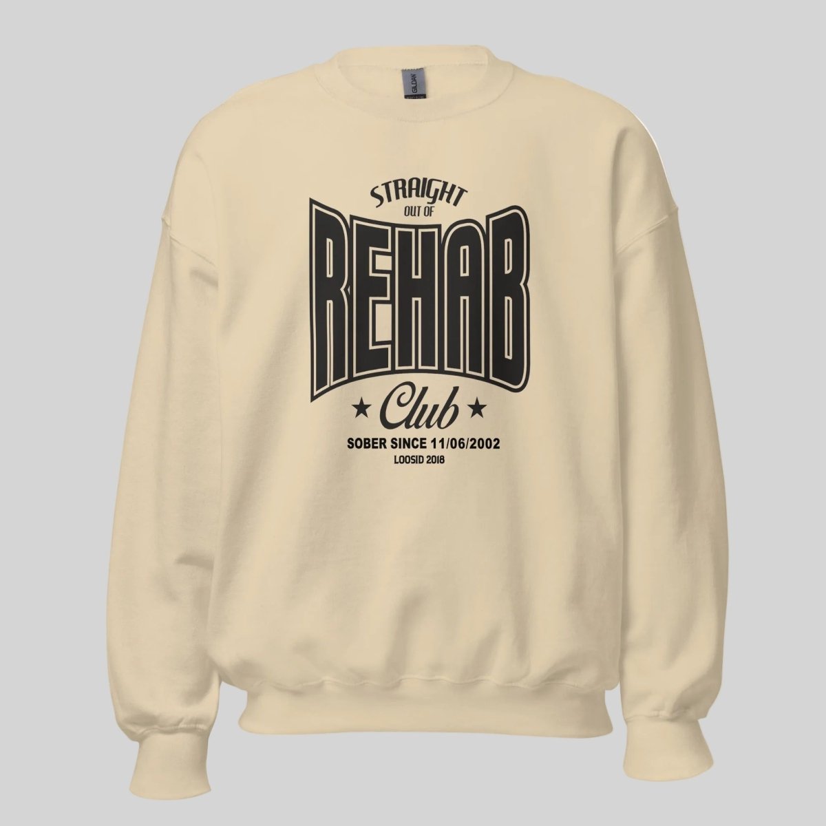 Rehab Recovery Hoodie flat lay styled image (view 3)