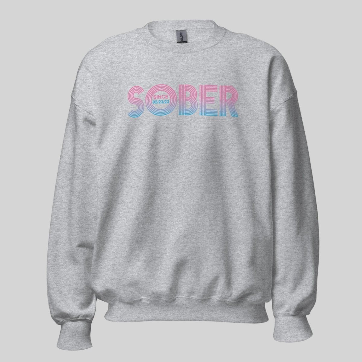 Retro Sobriety Date Sweatshirt Personalized Sober Date Recovery Hoodie close-up view (view 22)