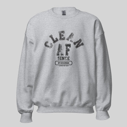 Clean AF Since Sobriety Recovery Hoodie close-up view (view 22)