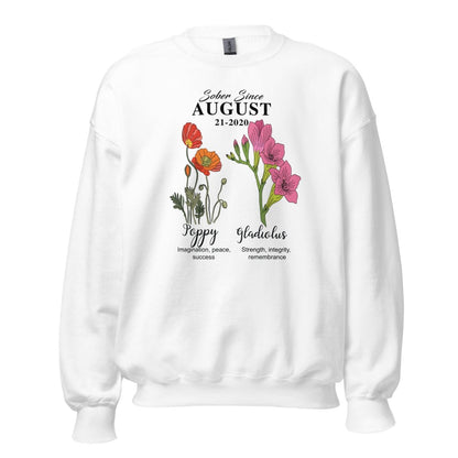 Sober Since Monthly Flower Recovery Hoodie graphic detail (view 4)