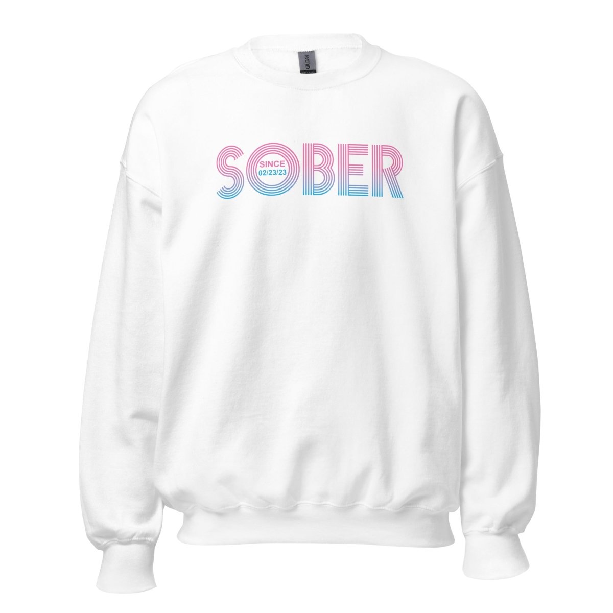 Retro Sobriety Date Sweatshirt Personalized Sober Date Recovery Hoodie fit detail (view 19)