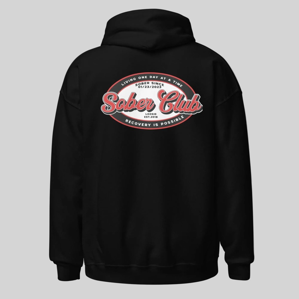 Sober Club Badge Recovery Hoodie side view (view 6)