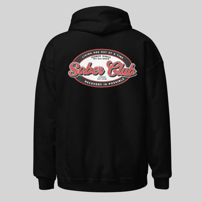 Sober Club Badge Recovery Hoodie side view (view 6)