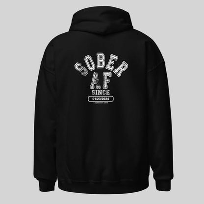 Sober AF Since Recovery Hoodie lifestyle view (view 5)