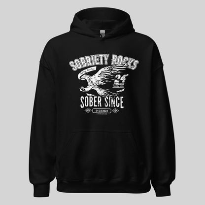 Sober Since Recovery Hoodie flat lay styled image (view 3)