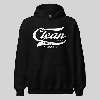 Clean Since Hoodie with Date Recovery Hoodie graphic detail (view 4)