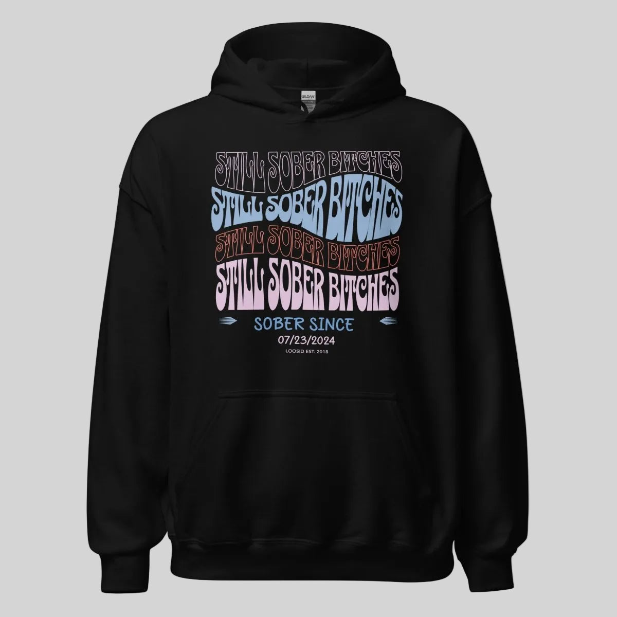 Still Sober B Custom Sobriety Date Recovery Hoodie graphic detail (view 4)